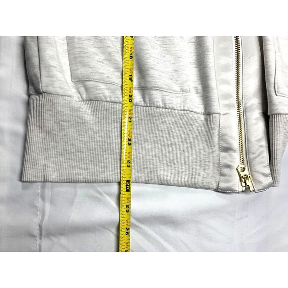 Varley Roxbury DoubleSoft Zip Through Sweatshirt Size M Satin Trim Ivory Marl - Picture 6 of 10